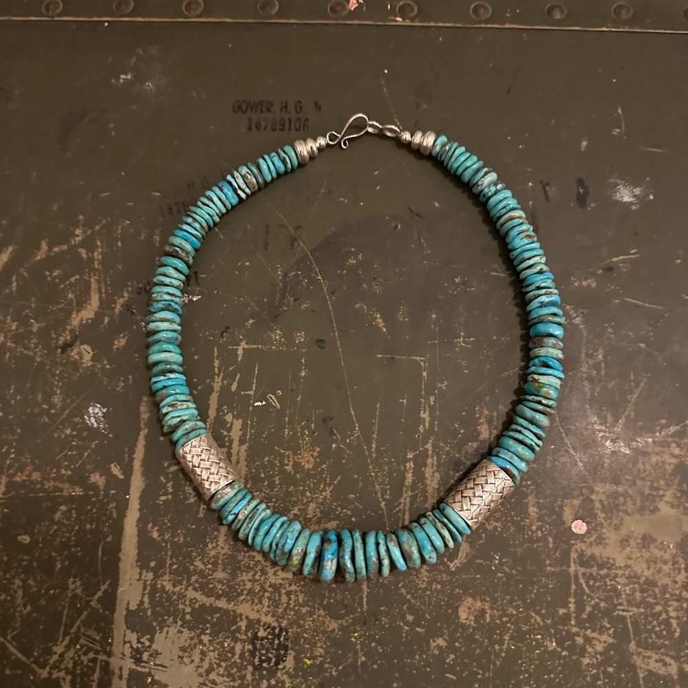 Hand Crafted Unique Earth “One of a Kind” Turquoise & Sterling Silver Necklace
